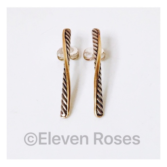 David Yurman Jewelry - David Yurman 925 & 18k Crossover Stick Earrings